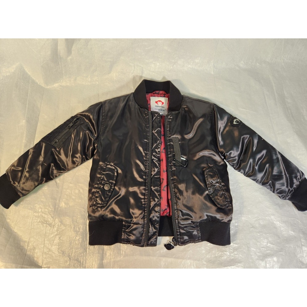 Rare Appaman Black Boys Bomber Jacket 3T Full Zip Coat Satin 3